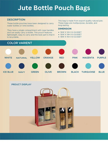 Pochette de classement A4 en jute écologique avec fermeture Velcro – Organisateur de documents durable pour conférences professionnelles - Product Image 3