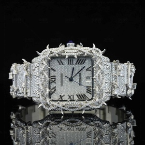 Reloj de Lujo de Alta Calidad con Diseño de Espinas, Esfera Romana Completamente Adornada, Estilo Hip Hop, Caja de Acero Inoxidable de Dos Tonos, Corona Metálica - Product Image 1