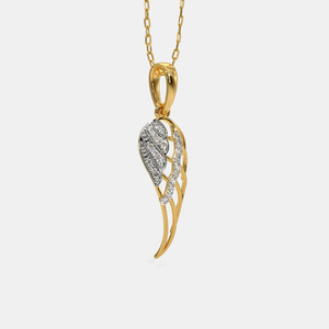 Collier pendentif aile d'ange en or jaune avec diamant de laboratoire - Product Image 1