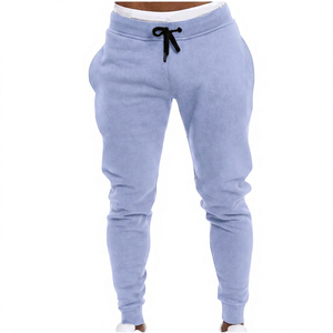 Pantalon de survêtement en coton bleu marine pour homme, taille élastique, décontracté, poches latérales, respirant, léger - Product Image 6