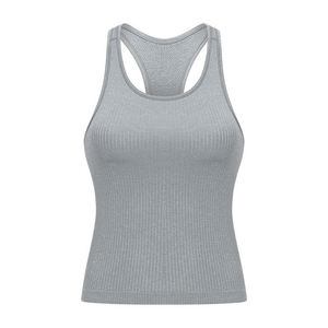 Camiseta sin costuras para yoga para mujer, chaleco deportivo con espalda cruzada, almohadillas incorporadas en el pecho, ligera, transpirable, anti UV, ajuste delgado para entrenamiento - Product Image 6