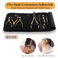 Kit de pinces à extensions capillaires en acier inoxydable de qualité chirurgicale, revêtement plasma or, pour micro-anneaux, de la marque Cross Edge Corporation, vente en gros
