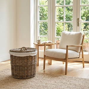 New Modern Minimalist Wholesale Circle Rattan Wicker Eco-Friendly Storage <b>Basket</b> Laundry <b>Hamper</b> Home Living Furniture - Product Image 4