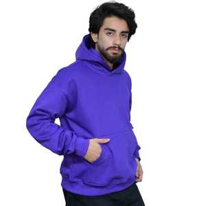 Heavyweight 100% Cotton Men's Hoodie With Puff Print Deep Purple Causal Streetwear Pullover Premium Soft Oversized Fleece Hoodie - Product Image 4