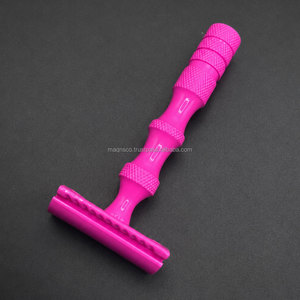 Custom Logo Pink Heavy Duty Men's Manual Wet Shaving Safety <b>Razor</b> Stainless Steel Double Edge with Changeable <b>Blade</b> - Product Image 6