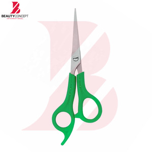 Ciseaux de barbier professionnels en plastique vert personnalisés OEM, design ergonomique, outils de coiffure pour salon - Product Image 5