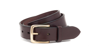 Ceinture Formelle Homme en Cuir Véritable Marron Foncé, Boucle Ardillon en Cuivre Rectangulaire, Moulage Monobloc, Style Durable - Product Image 3