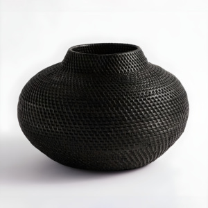 Creative Black Rattan Decorative <b>Vase</b> <b>Unique</b> <b>Vases</b> 100% Natural Crafted From Vietnam Ready for Export - Product Image 3
