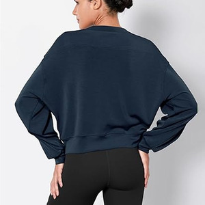 Sudadera de Moda para Mujer, Cuello Redondo, Manga Larga, Felpa Francesa de Algodón, Bordada, de Alta Calidad, 360g, Impresión Digital - Product Image 3