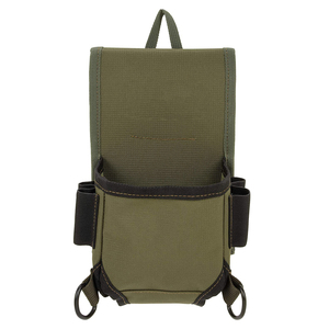 Olive Green Leather Tactical Molle 5-Slot Ammo Pouch with Dual <b>D</b>-Rings and Side Straps for Hunting and Outdoor Use - Product Image 1