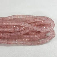 Perles de quartz rose naturel facettées de 6 mm à 7 mm, forme Heishi, pour la création de bijoux, certifiées par une tierce partie.