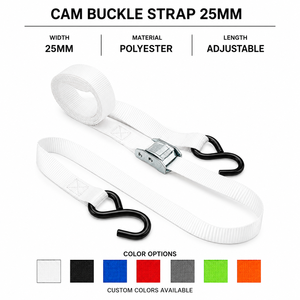 25mm 250kg Polyester Cam Buckle Tie Down Strap with <b>S</b> <b>Hook</b> for Cargo Securing Heavy Duty Factory Direct OEM Supplier - Product Image 4