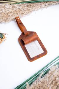Full Grain Genuine Leather Luggage Tags Privacy Shield Travel Bag Tags Custom Suitcase <b>Name</b> <b>Labels</b> Gift LMP-0239 - Product Image 3