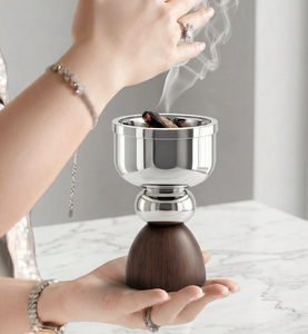 Brûleur à Bakhoor de Luxe en Acier Inoxydable avec Base en Bois – Élégant Porte-Encens Arabe pour la Décoration et l'Ambiance de la Maison - Product Image 2