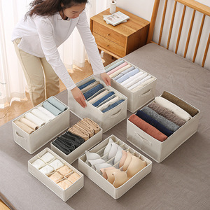 Organizadores de Ropa Interior y Calcetines, Divisores de Lino Plegables <span class=keywords><strong>para</strong></span> Armario, <span class=keywords><strong>Cajas</strong></span> de Almacenamiento <span class=keywords><strong>para</strong></span> <span class=keywords><strong>Guardar</strong></span> Jeans, <span class=keywords><strong>Pantalones</strong></span> y Leggings - Product Image 3