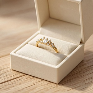 100% Solid Gold Cluster <b>Ring</b> Round Lab Grown Diamond Vintage <b>Stacking</b> <b>Ring</b> Prong Setting Band for Women Wedding & Party Jewelry - Product Image 3