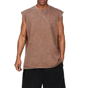 Vêtements de sport tendance style urbain, tenues athlétiques personnalisées, débardeurs d'entraînement sans manches, débardeurs de sport oversize effet délavé - Product Image 1