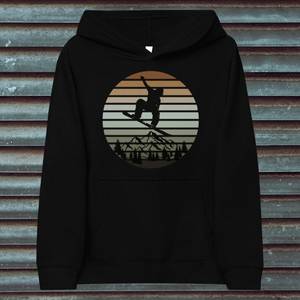 Sudadera con Capucha Azul Marino para Hombre con Estampado de Atardecer de Snowboardistas, Corte Regular, Algodón French Terry, Ropa Casual de Invierno - Product Image 3