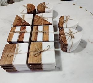 Square Marble Wood <b>Coasters</b> <b>for</b> Home Office or Christmas Housewarming <b>for</b> Table Use Stylish Cups and <b>Drinks</b> Holder Wholesale - Product Image 4