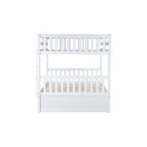 Letto a castello matrimoniale in legno di gomma con letto estraibile convertibile e sponde di sicurezza per camerette dei bambini - Product Image 2