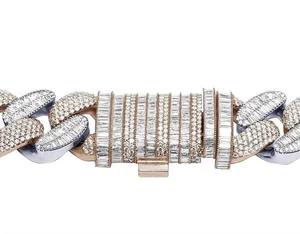 Men's Rhodium Plated 925 Silver Chain Bracelet Round Brilliant Cut Diamond Micro Pave Hiphop Style Everyday Wear - Product Image 5