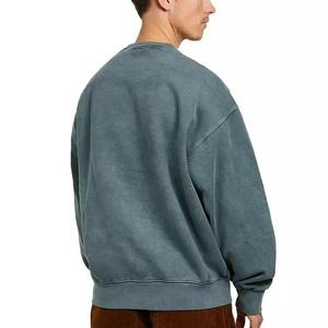 Sweat-shirt à col rond vintage pour homme, effet délavé à l'acide, coton épais, coupe oversize, style streetwear - Product Image 3