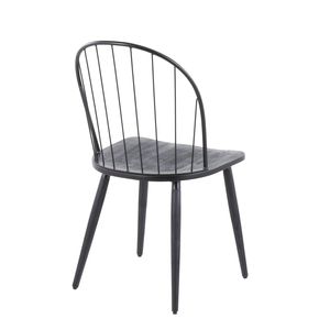 Juego de 2 Sillas de Comedor Riley con Respaldo Alto y sin Brazos, Estilo Industrial de Metal Negro y Madera - Product Image 4