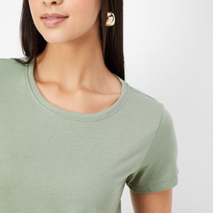 Lightweight Everyday Fashion Apparel Cotton Crew Neck Female Basic Neckline Tee - Product Image 1