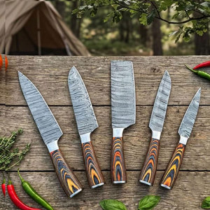 High End Damascus Steel <b>Kitchen</b> <b>Knife</b> Set Modern Pure Style Professional Cooking <b>Knives</b> Durable Blade <b>Kitchen</b> Tool Collection - Product Image 2