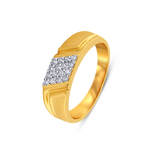 Anillo de Diamantes Premium para Hombre con Diseño de Cabeza Cuadrada en Oro Amarillo Sólido, Anillo de Boda, Joyería Fina - Product Image 1