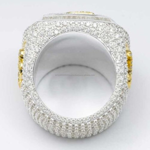 Custom <b>Initial</b> Cluster Hip Hop <b>Ring</b> VVS Moissanite 925 Sterling Silver Rhodium Plated Pave Setting Men's Letter Number Statement - Product Image 6