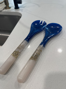 Luxurious Handmade Resin <b>Salad</b> Server Set Artistic Touch Eco-Friendly Dishwasher Safe Microwave Oven Safe <b>Salad</b> <b>Tools</b> Home - Product Image 2
