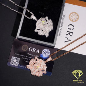 จี้เงินแท้ 925 ประดับเพชรโมอิสซาไนต์ ดีไซน์ลายเงินสดแบบซ้อนชั้น แรงบันดาลใจแห่งความมั่งคั่ง พร้อมเครื่องประดับฮิปฮอประดับพรีเมียม - Product Image 5