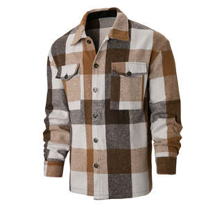 Camisas de Franela a Cuadros para Hombre, Estilo Nuevo, 100% Algodón, Transpirables, de Manga Larga, con Logotipo Personalizado - Product Image 1