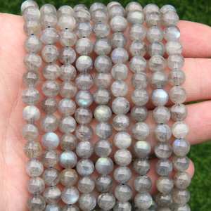 Lot en gros de perles de bijoux certifiées en labradorite naturelle, rondes, facettées, calibrées, non traitées - Product Image 6