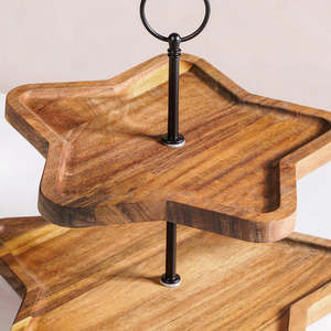 Soporte de Madera para Pastel en Forma de Estrella de 2 Niveles, Expositor de Postres Hecho a Mano para Fiestas, Bodas, Panaderías y Cafeterías - Product Image 3