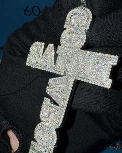 Custom Name Cross Moissanite Pendant 925 Sterling <b>Silver</b> Iced Out <b>Charm</b> Hip Hop Jewelry Gift - Product Image 2