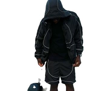 Conjunto Deportivo Informal Personalizado de Gran Tamaño, Chaqueta Cortavientos Reflectante 3M, Chándal de Nailon para Hombre, Chaqueta y Pantalones Deportivos - Product Image 1