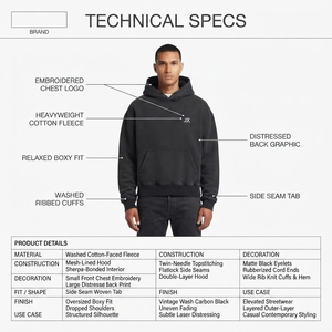 Sweat à capuche oversize en molleton Sherpa bio pour homme, effet vieilli, style streetwear de luxe, hiver - Product Image 5