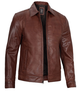 Chaqueta de Cuero Genuino para Hombre de Alta Calidad, Cuello Mandarín, Cierre de Cremallera, Estilo Urbano, Resistente al Viento, Ecológica, para Primavera - Product Image 5