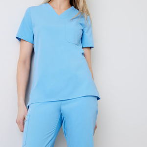 Customized Logo Medical <b>Scrubs</b> Jogger <b>Set</b> Blue Nursing Uniform Hospital Workwear Comfortable Stretch OEM Wholesale Supplier - Product Image 4