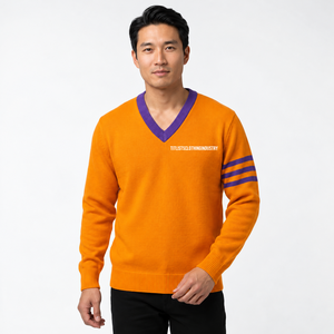 Pulls à col en V personnalisés Omega pour les sororités/fraternités/écoles/collèges/universités, cardigans tricotés unisexes - Product Image 4