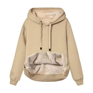 Sudadera básica unisex de algodón mezclado con impresión de logotipo personalizada, sudadera con capucha gruesa de invierno para mujer y ropa urbana femenina. - Product Image 1