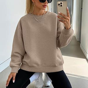 100% Cotton Women Pullover Sweatshirt Soft Fleece Lined Ribbed Cuffs Wholesale OEM ODM Custom Logo Factory - Product Image 6