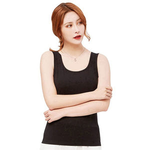 Camiseta sin mangas blanca para mujer, cuello redondo, tejida, transpirable, informal - Product Image 2