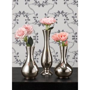 Modern Stainless Steel Vase Multi-Shape For Tabletop Decor Wedding centerpiece Modern farmhouse style Geometric <b>fluted</b> design - Product Image 1