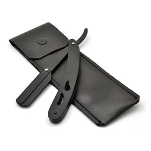 Rasoir professionnel pliant en acier inoxydable noir à bord droit pour barbier, outil de coupe de cheveux pour hommes et coiffeurs - Product Image 1