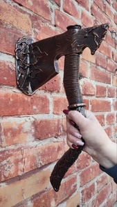 Poignée de porte en fer forgé galvanisé de style moderne, résistante à la rouille, avec design lame de hache surélevée, installation facile pour la décoration de portail - Product Image 5
