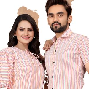 Presenting Couple <b>Mens</b> <b>Shirt</b> & Female Tunic Combo <b>for</b> Festival Season - Product Image 1