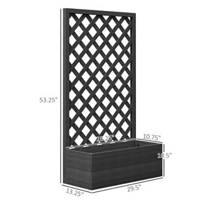 Jardinière et potager surélevé noirs pour plantes grimpantes d'extérieur avec treillis - Product Image 3